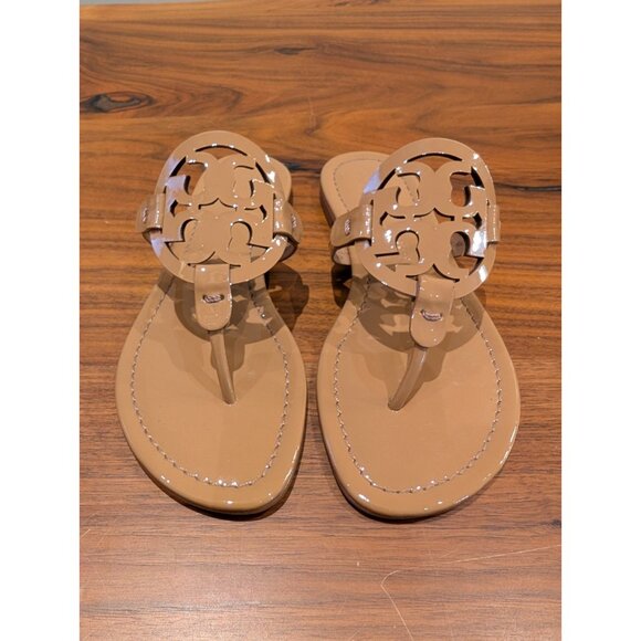 Tory Burch Miller Patent Leather Sandals Women's 10.5 NWT Tan - Picture 4 of 9